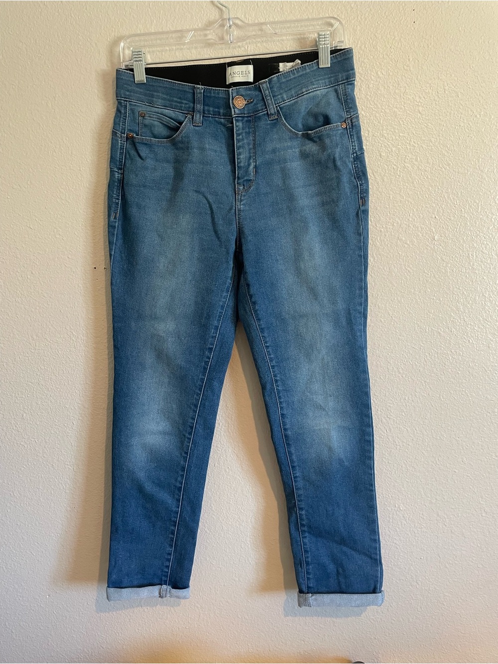 Angels Forever Young Cropped Skinny Jeans in Medium Blue Wash